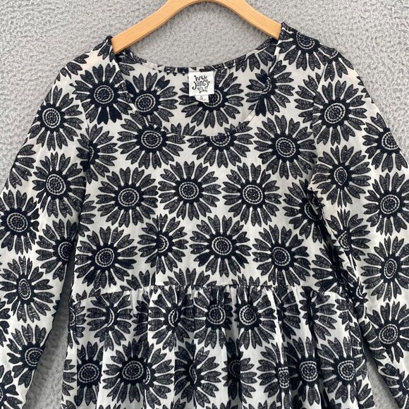 Ivy Jane Top Women Small Black White Embroidered Floral Long Sleeve Tunic Blouse - Picture 2 of 11